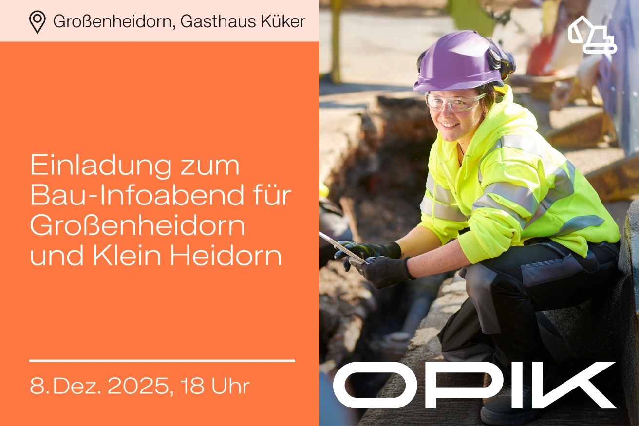 Collage: Einladung zum Bau-Infoabend Großenheidorn und Klein Heidorn
